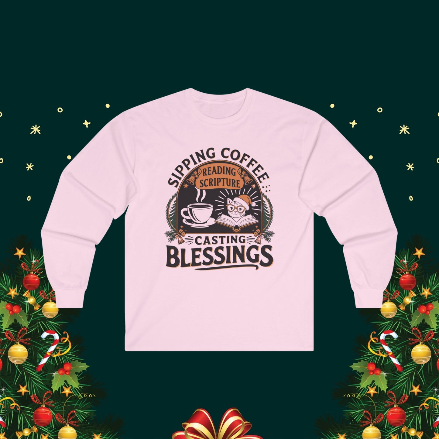 Graceful Sipping Cotton Long Sleeve Tshirt