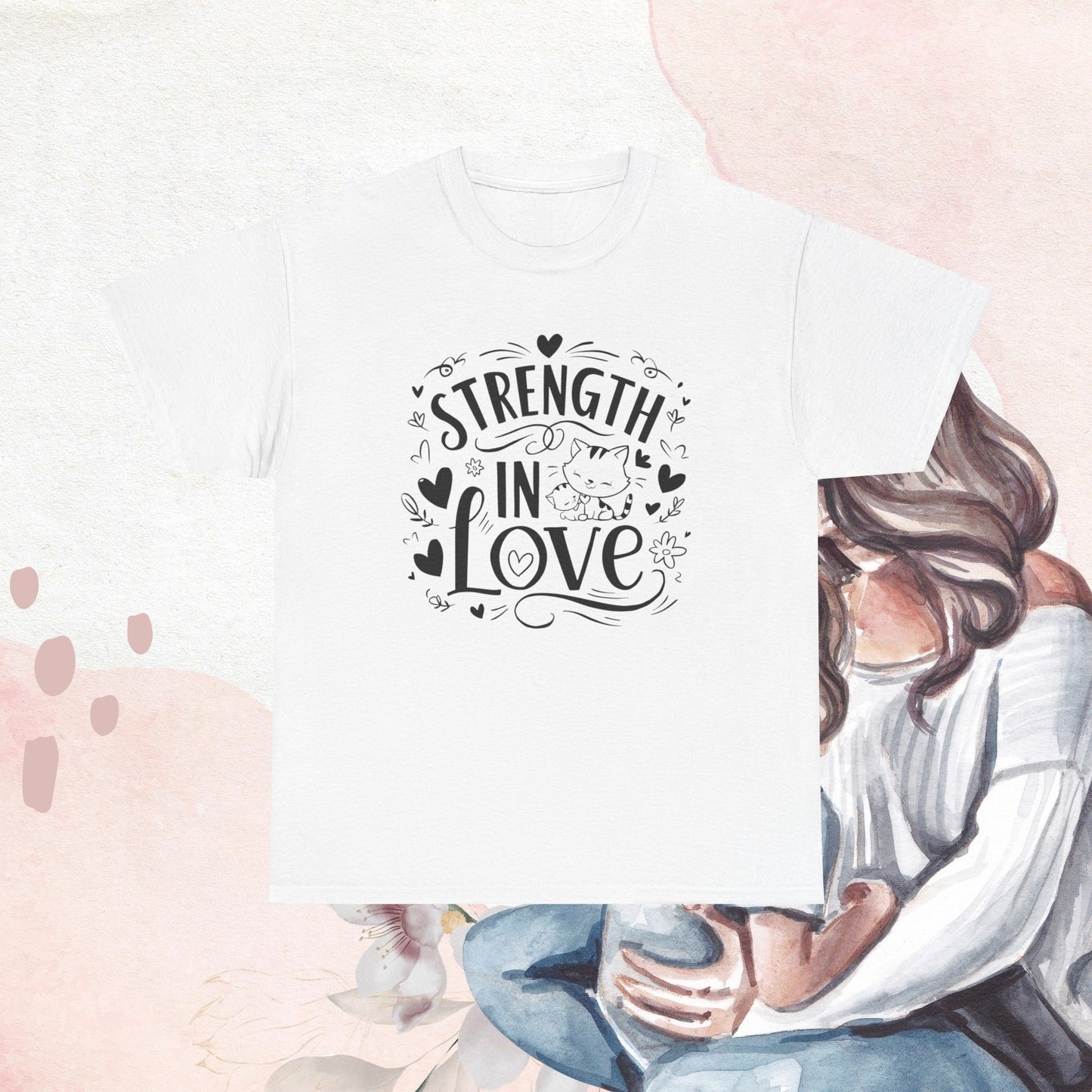 Strength In Love Cat Mom Cotton T-Shirt