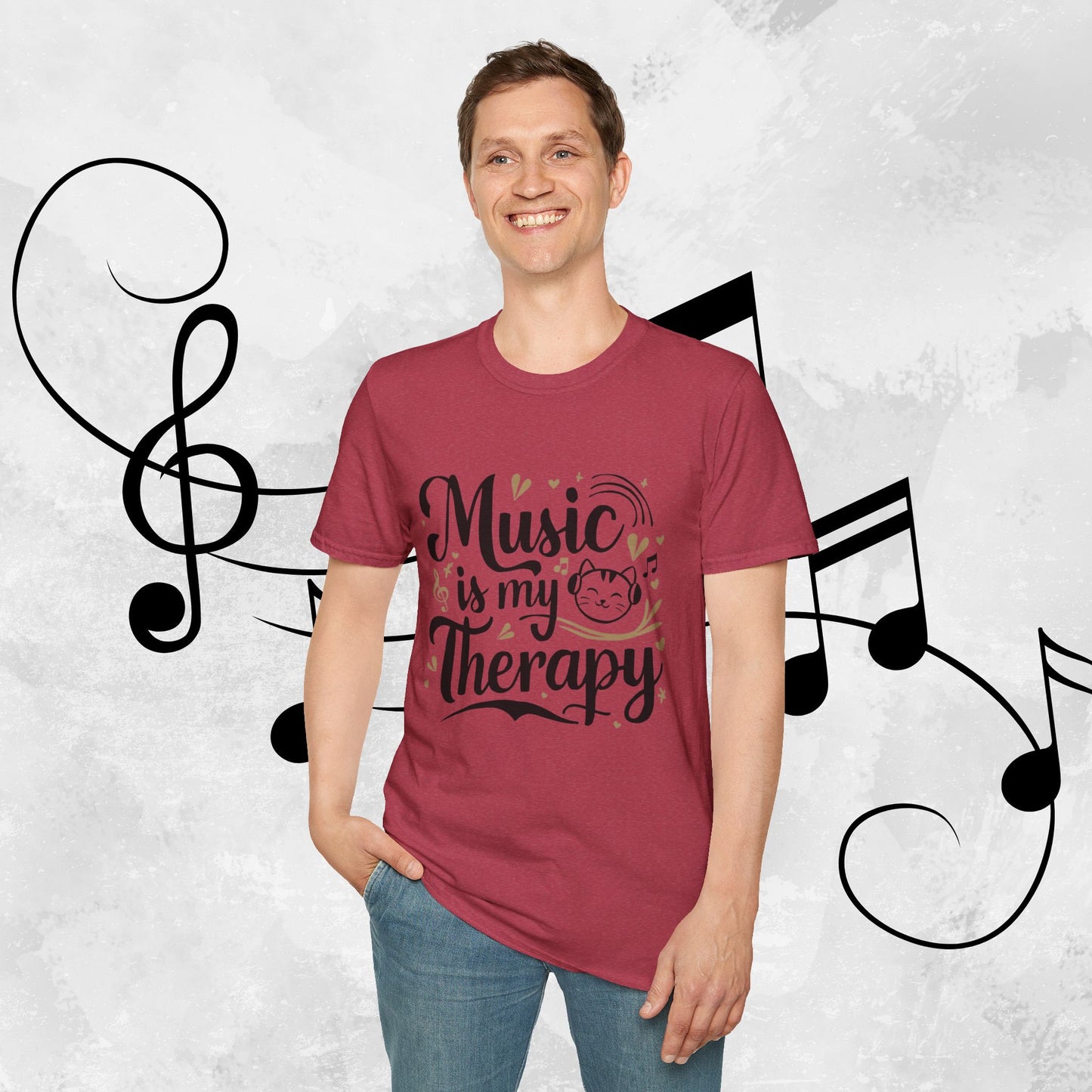 Music Is My Therapy Cotton Men T-Shirt