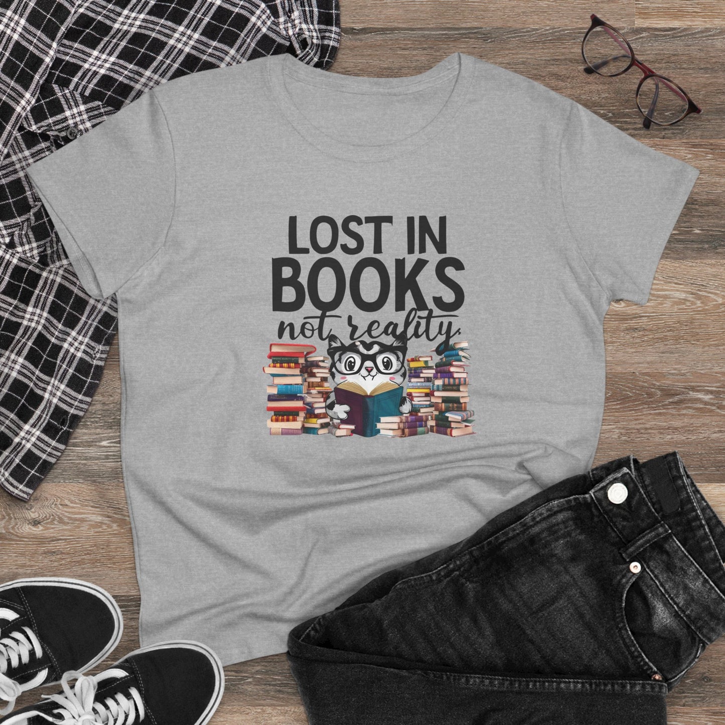 Lost In Book Not Reality Women Cotton Tshirt