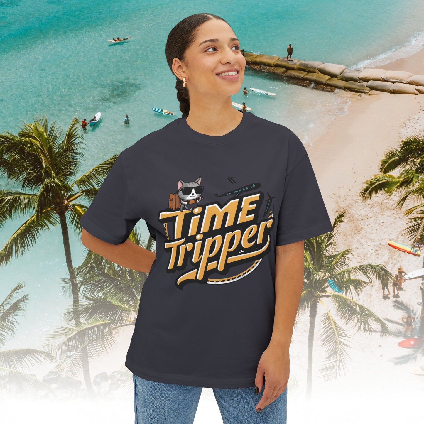 Time Tripper Unisex Travel Oversized Boxy Tee