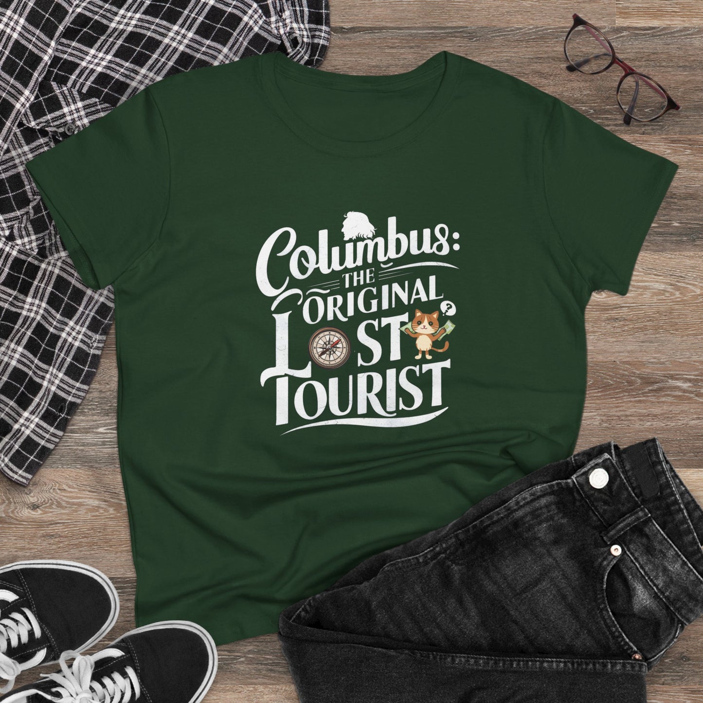 Columbus The Original Lost Tourist Women Cotton Tshirt