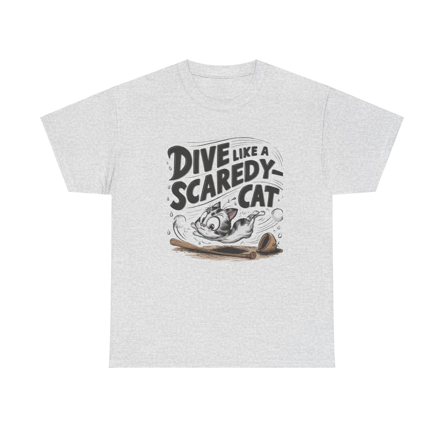 Dive Like Scaredy Cat Baseball Crew Neck T-Shirts