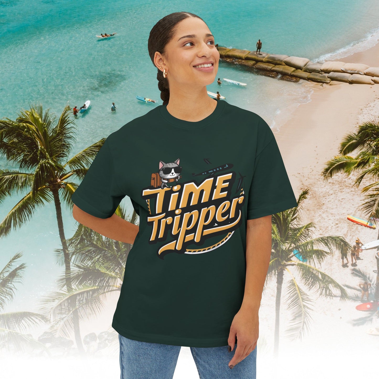 Time Tripper Unisex Travel Oversized Boxy Tee