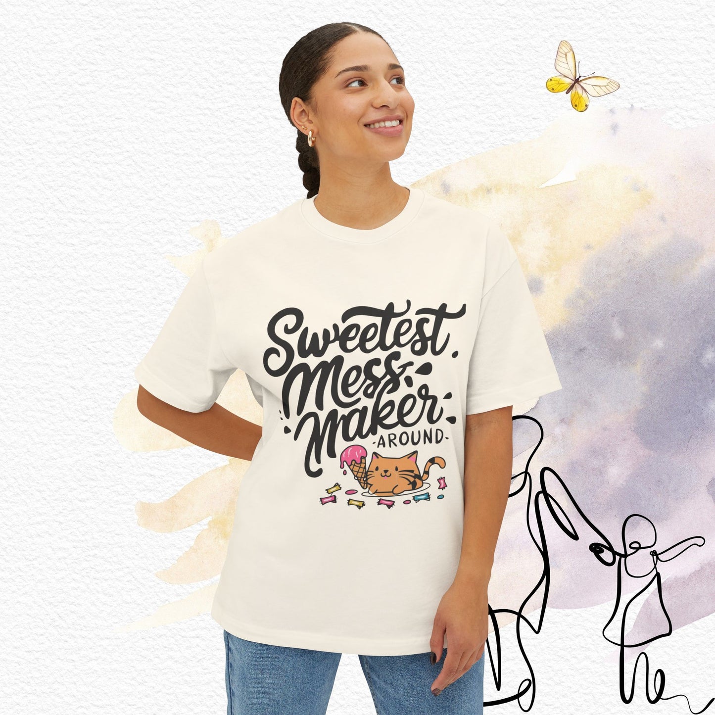 Sweetest Mess Maker Unisex Daughter Oversized Boxy Tshirt