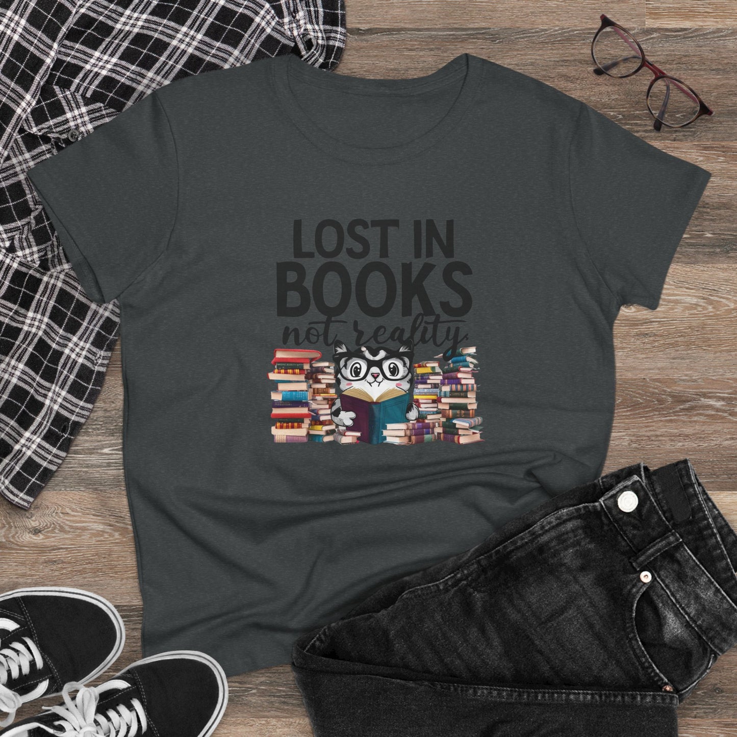 Lost In Book Not Reality Women Cotton Tshirt