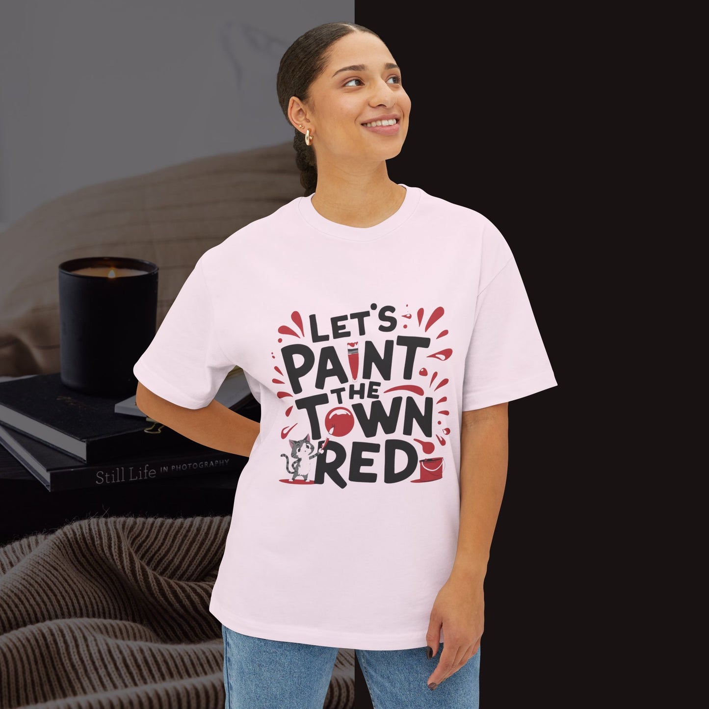 Let's Paint The Town Red Unisex Oversized Boxy Tee