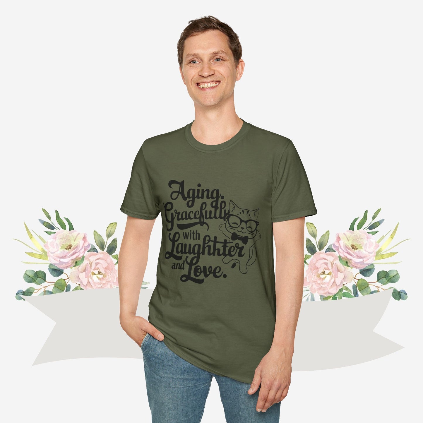 Aging Gracefully With Laughter and Love Cotton Men Tee