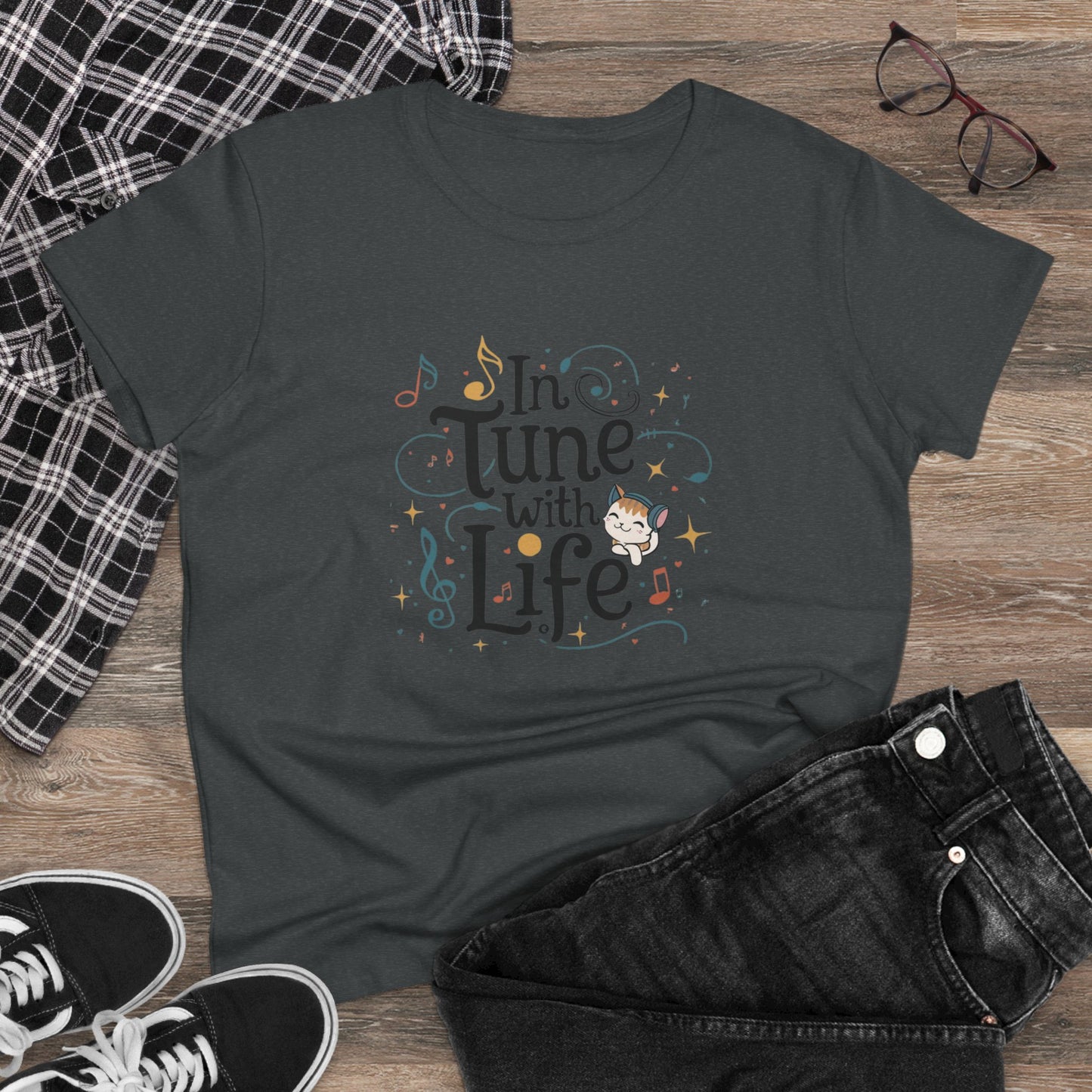In Tune With Life Women Cotton Tshirt