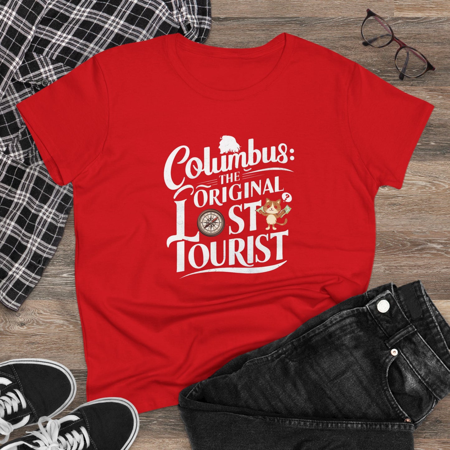 Columbus The Original Lost Tourist Women Cotton Tshirt