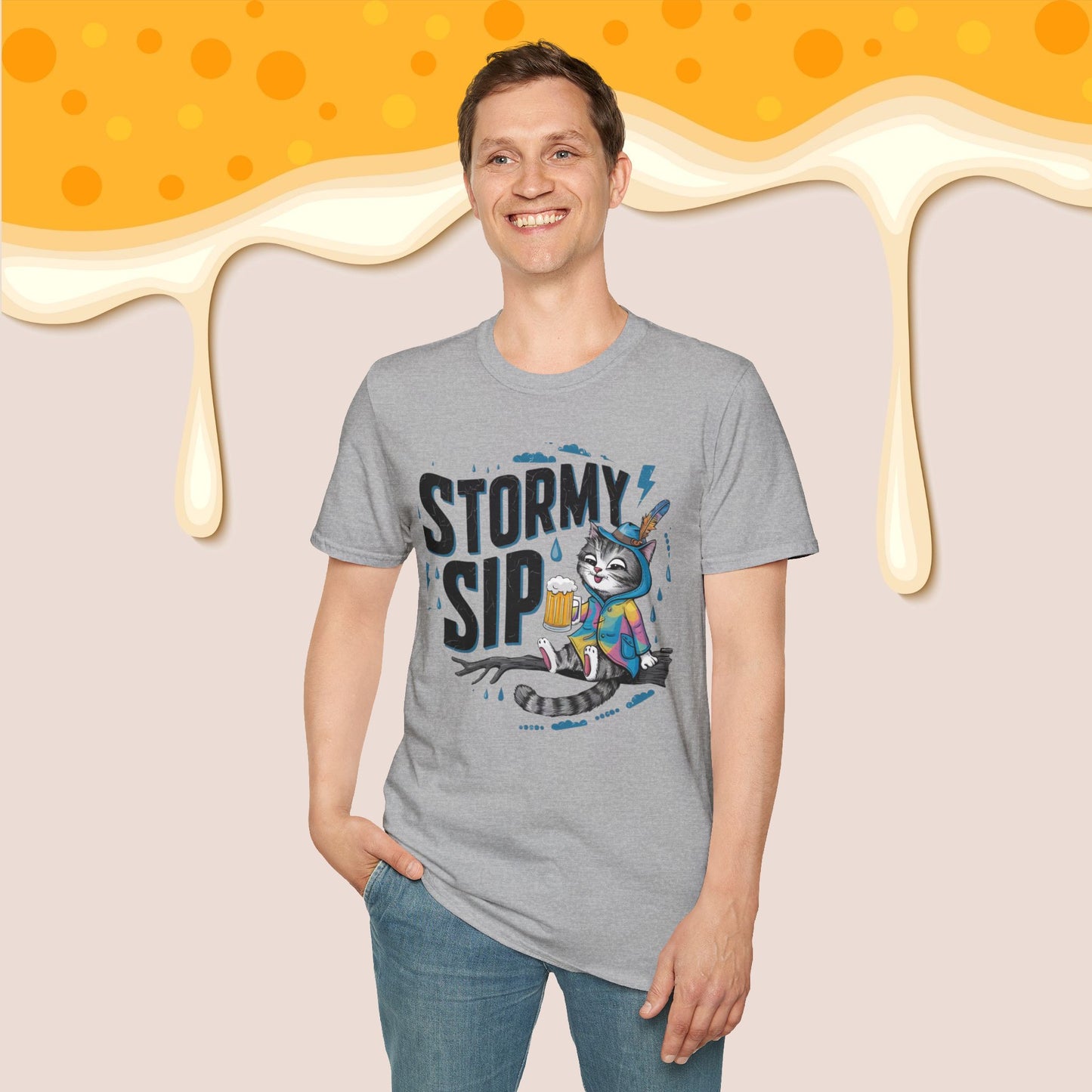 Stormy Sip Cotton Men Tshirt