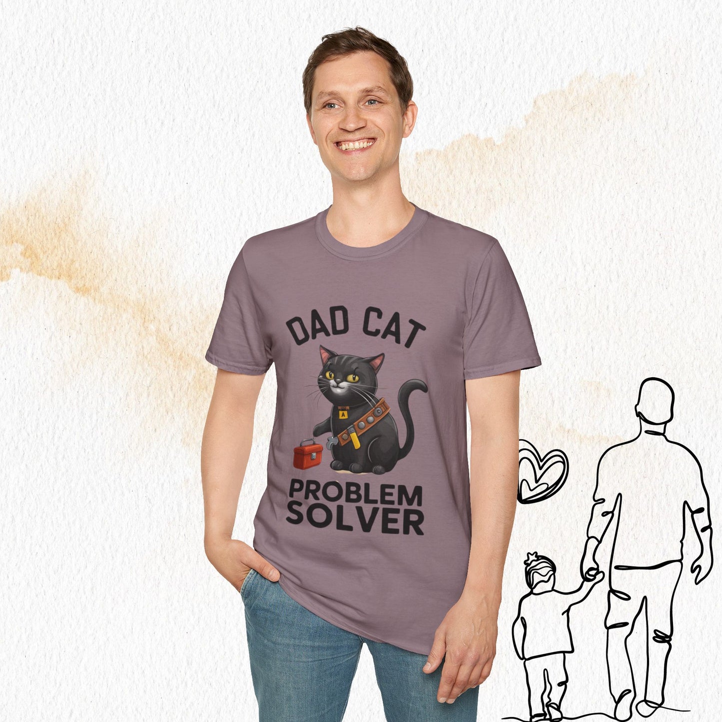 Dad Cat Problem Solver Cotton Men Tshirt