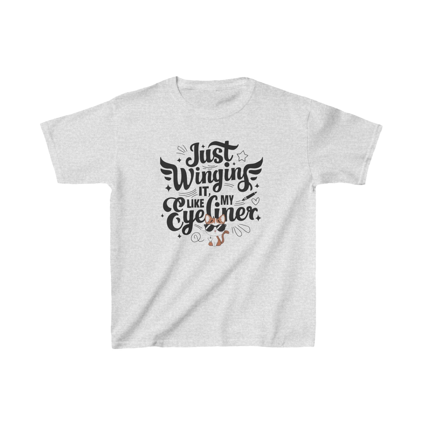 Just Winging it Like My Eyeliner kid Cotton T-Shirt