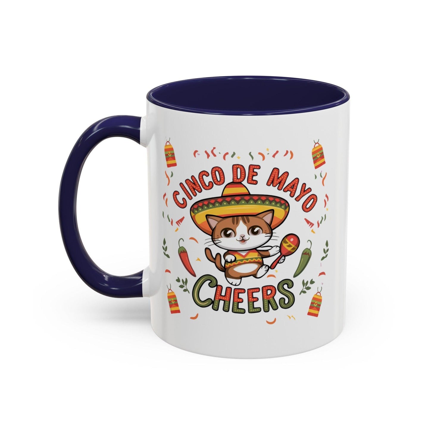 Billien Fiesta Feline Printify 11 oz 11oz accent mug Coffee Mugs Holiday Picks Home & Living Kitchen Mugs Spring Essentials two tone White base