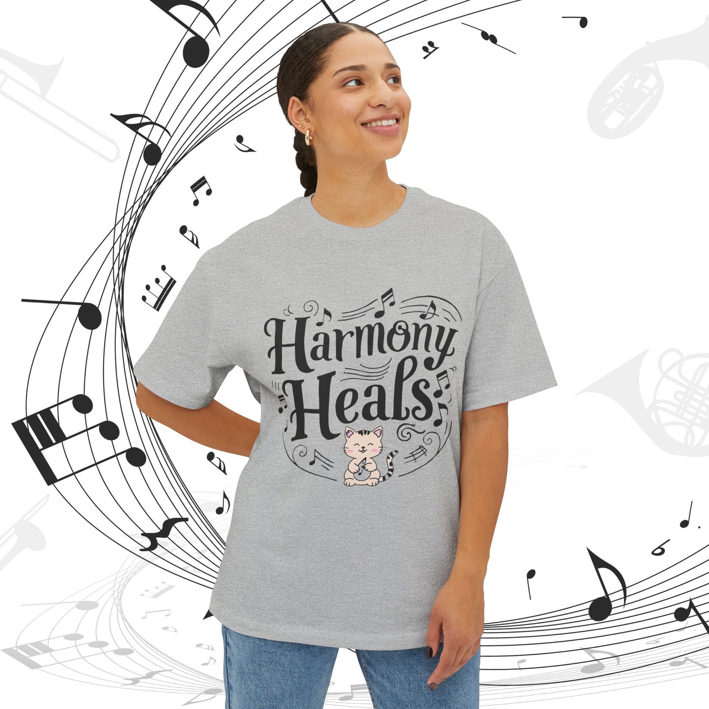 Harmony Heal Unisex Musiclover Oversized Boxy Tshirt