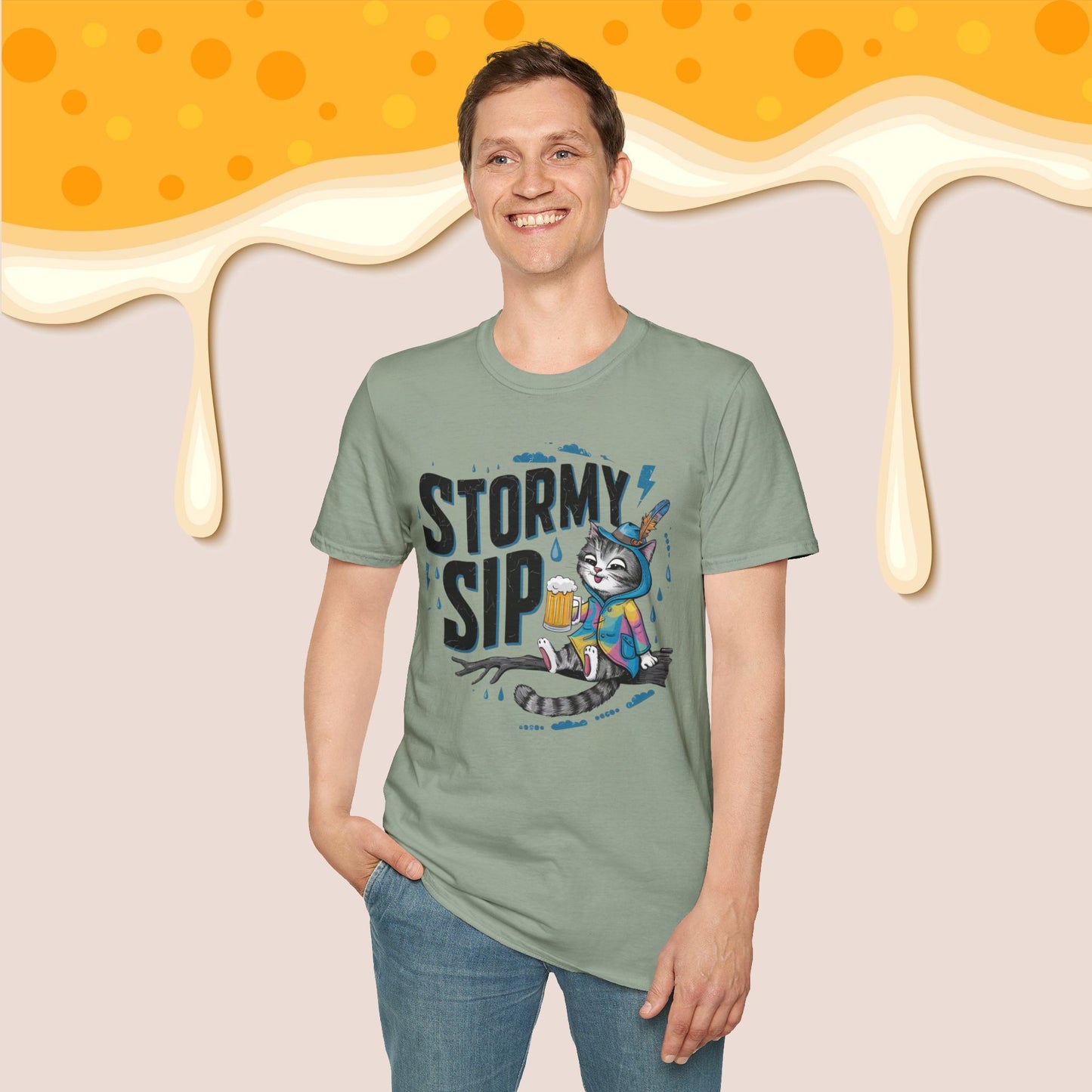 Stormy Sip Cotton Men Tshirt