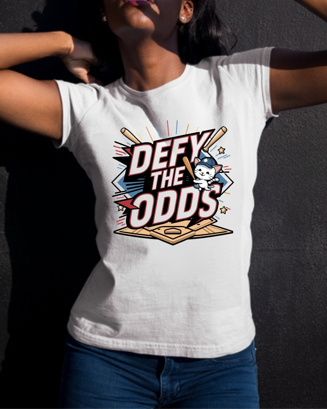 Defy The Odds Baseball Crew Neck Cotton Tees