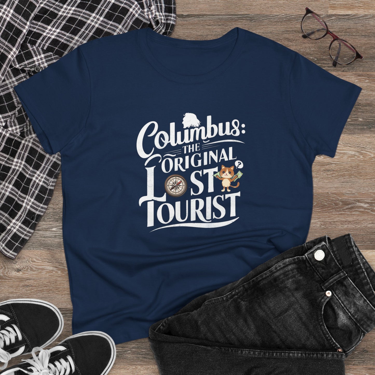 Columbus The Original Lost Tourist Women Cotton Tshirt