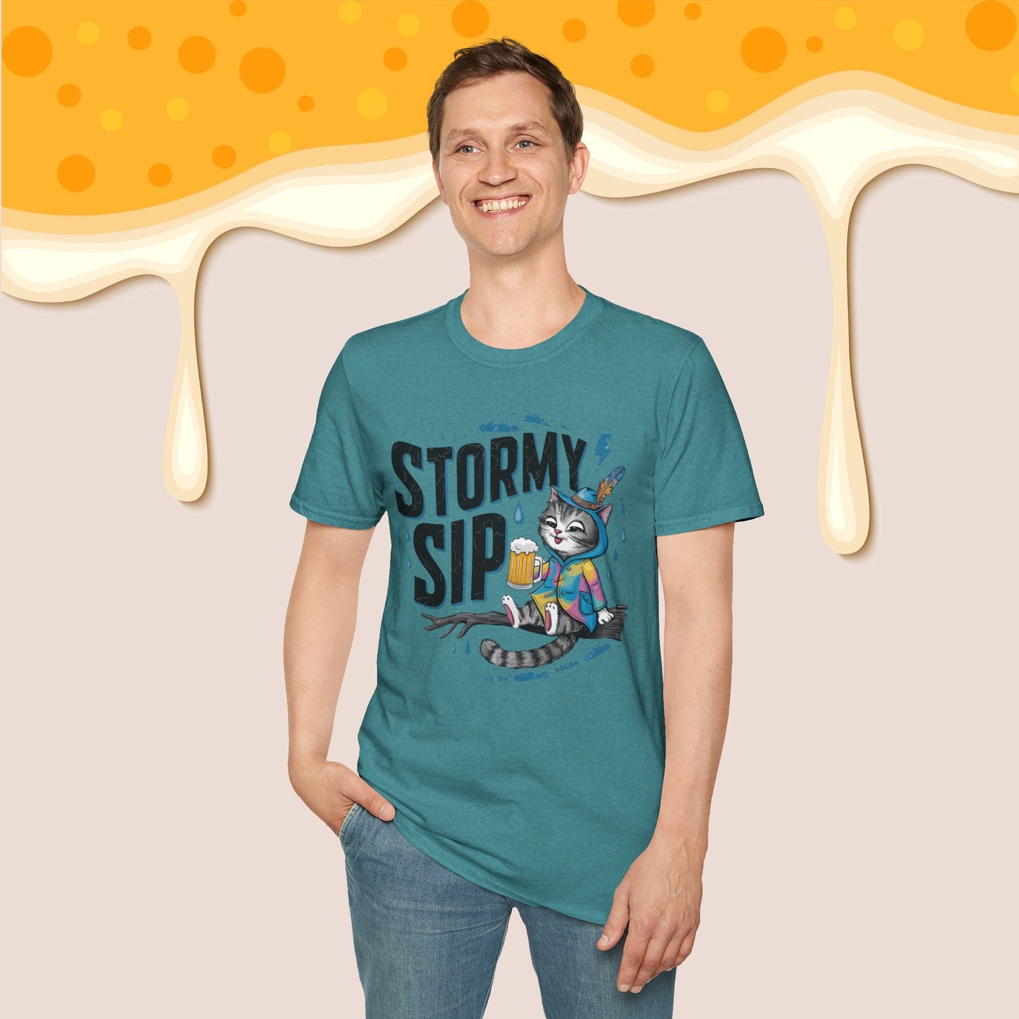 Stormy Sip Cotton Men Tshirt