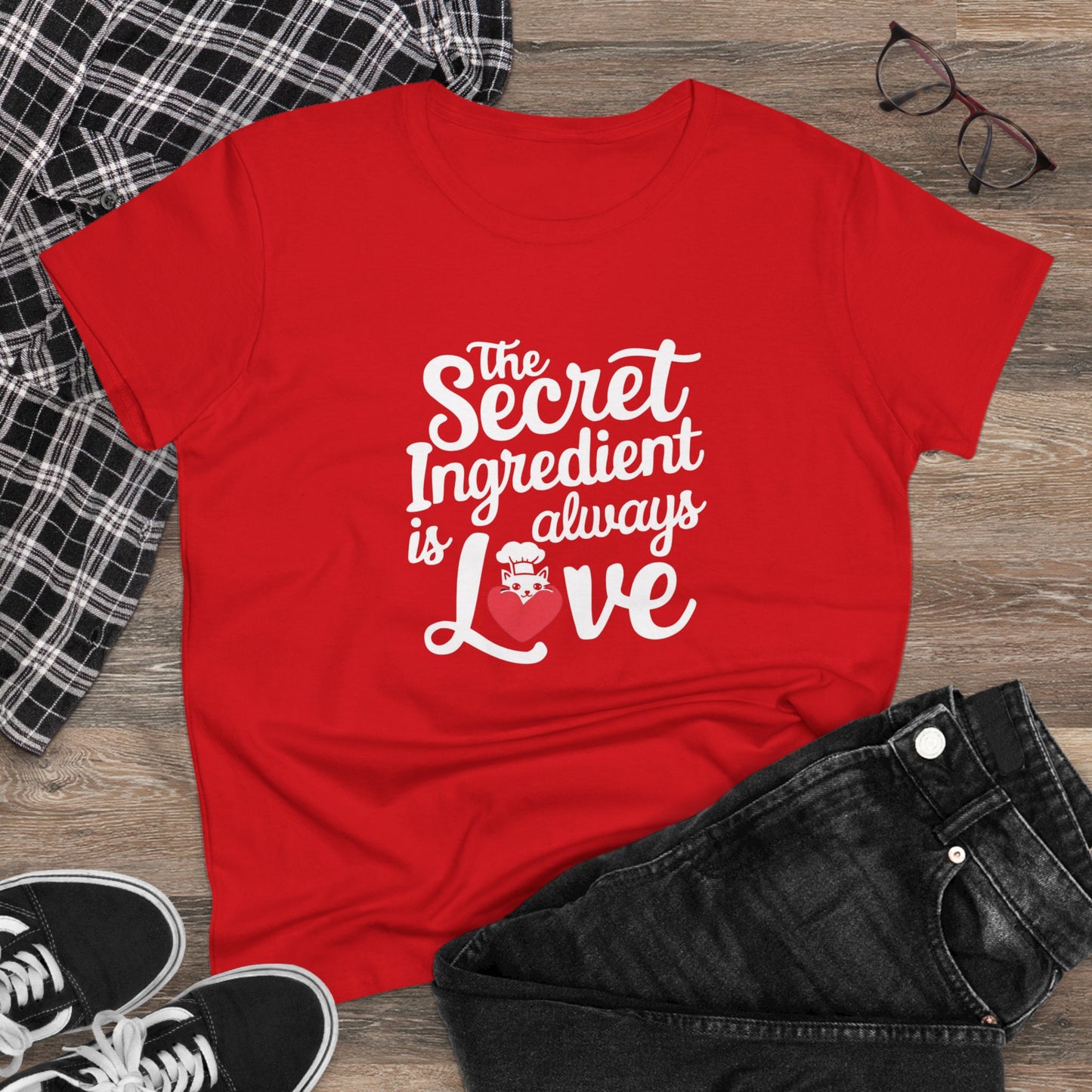 Secret Ingredient Is Love Women Cotton Tshirt