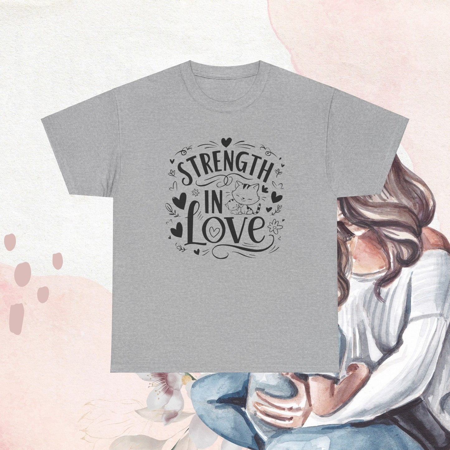 Strength In Love Cat Mom Cotton T-Shirt
