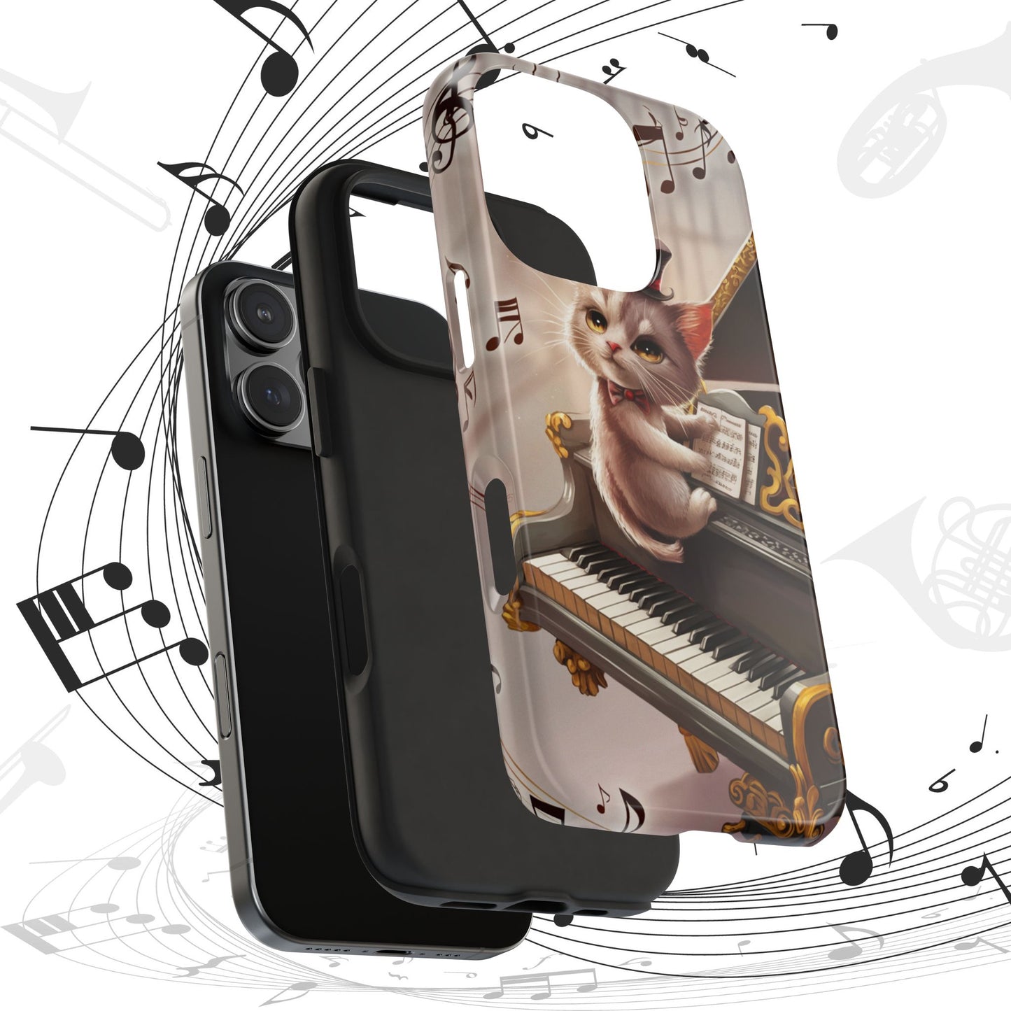 Meowsic Shield Wireless Charging Support Tough Case