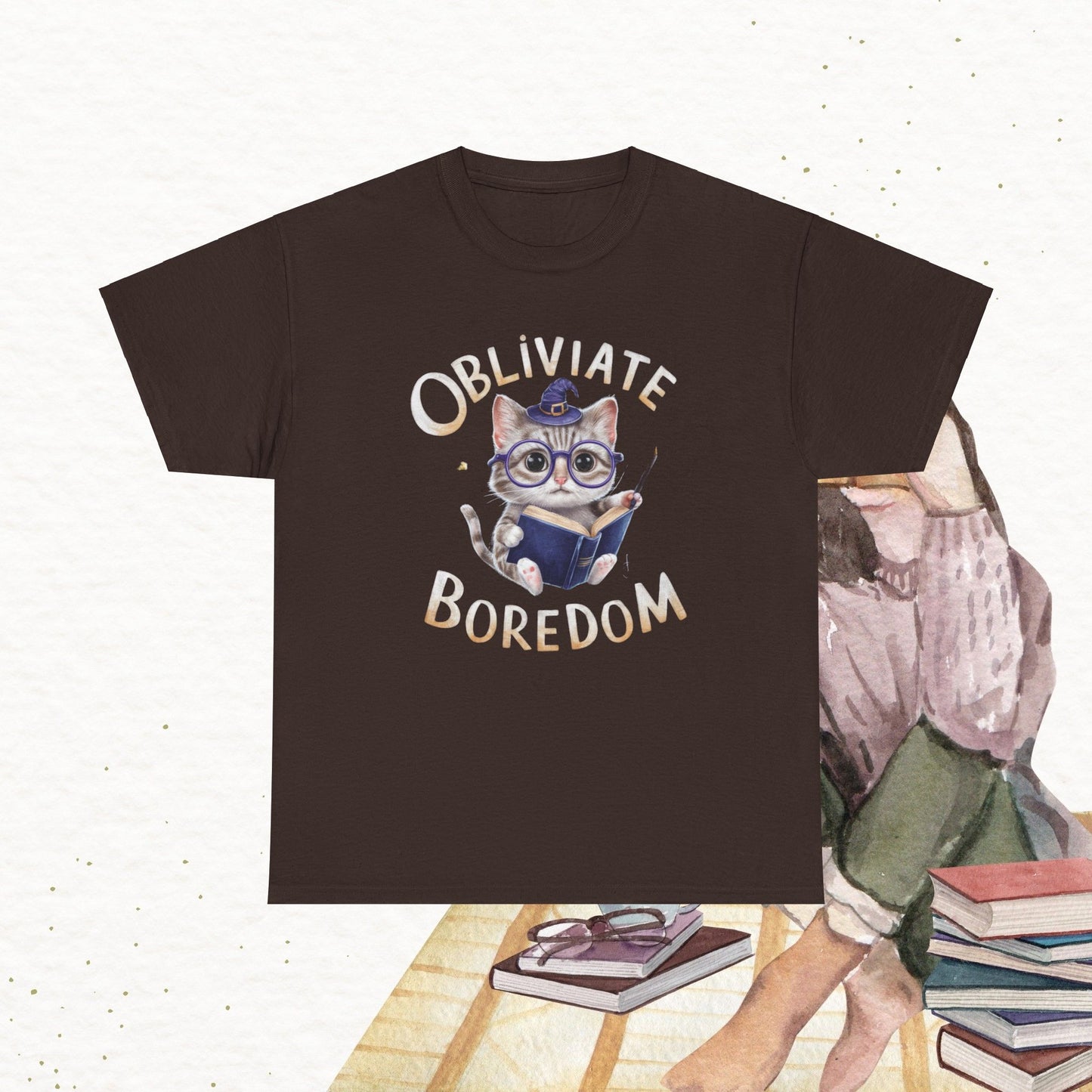 Oblivate Boredom Booklover Cotton T-Shirt