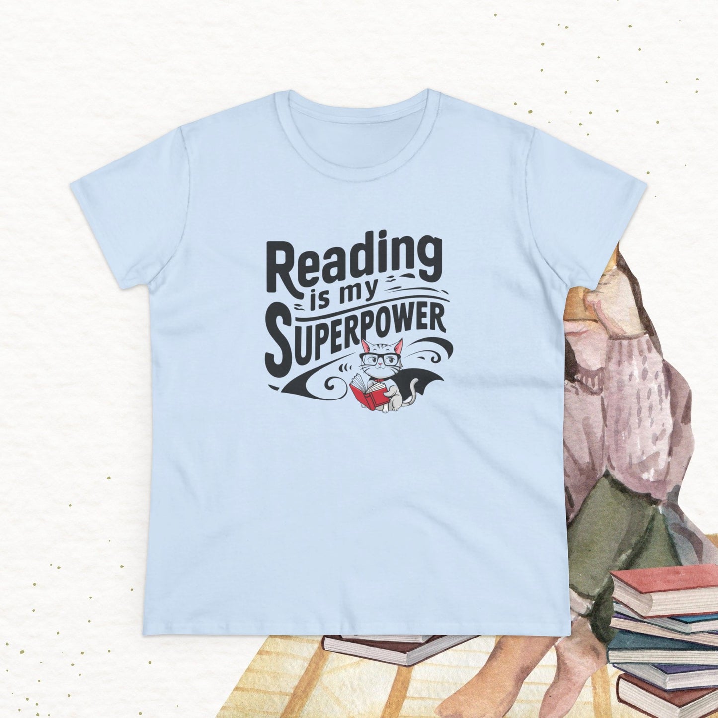 Reading Is My Superpower Book Lovers Women Cotton T-Shirt