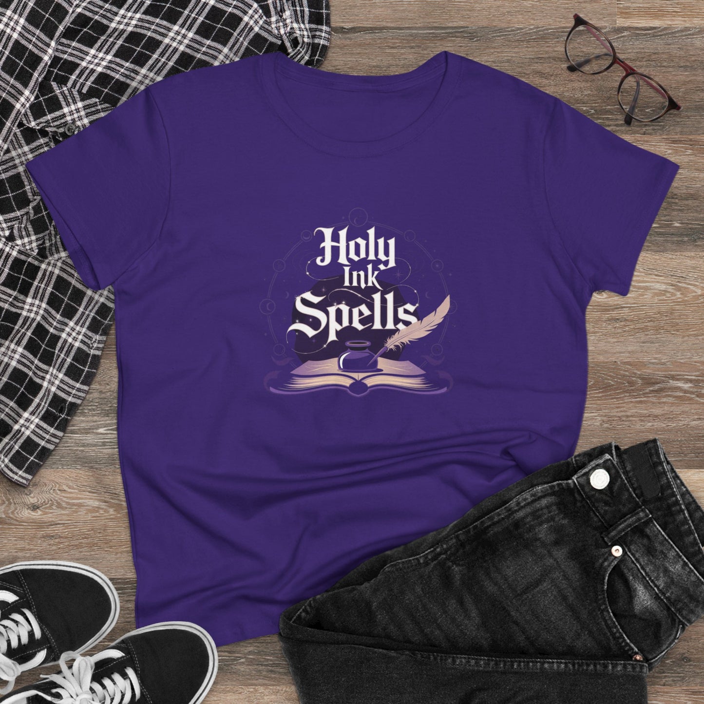 Holy Ink Spells Women Cotton Tshirt
