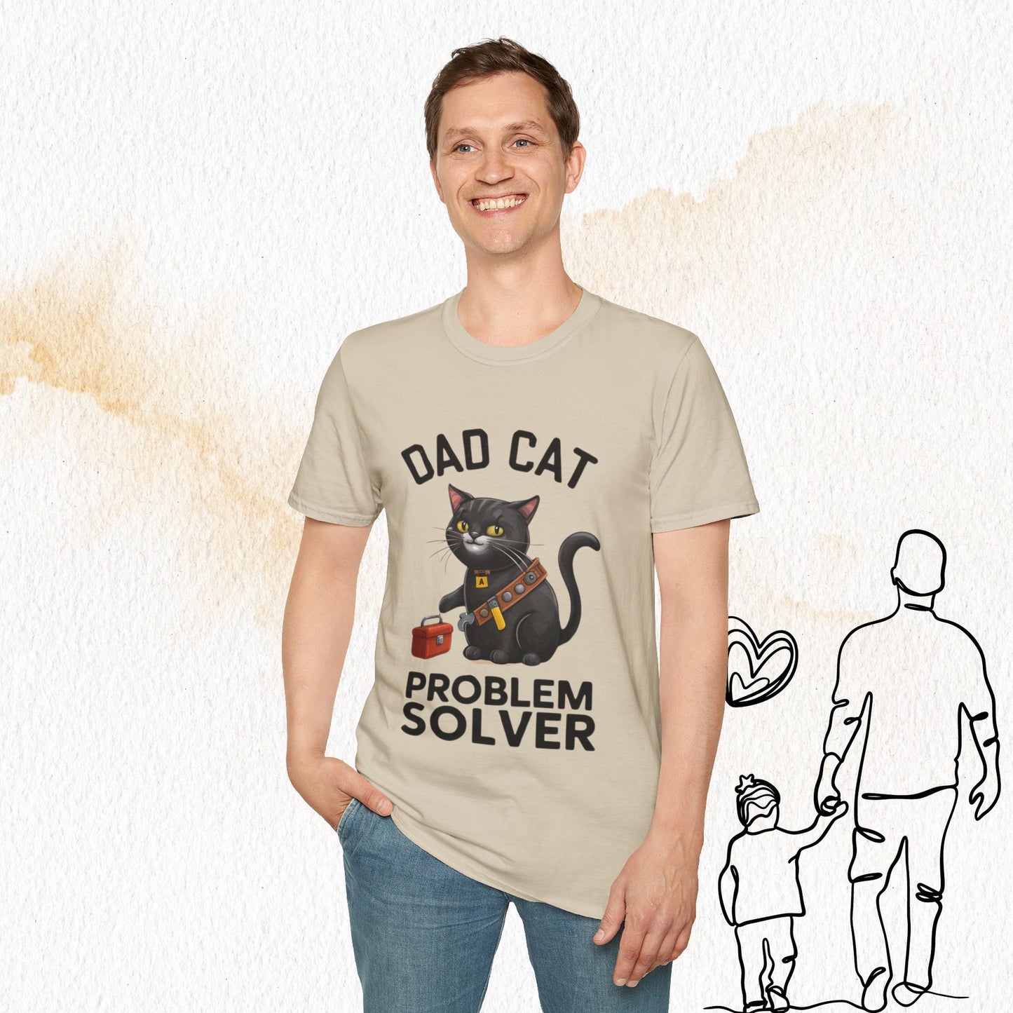 Dad Cat Problem Solver Cotton Men Tshirt