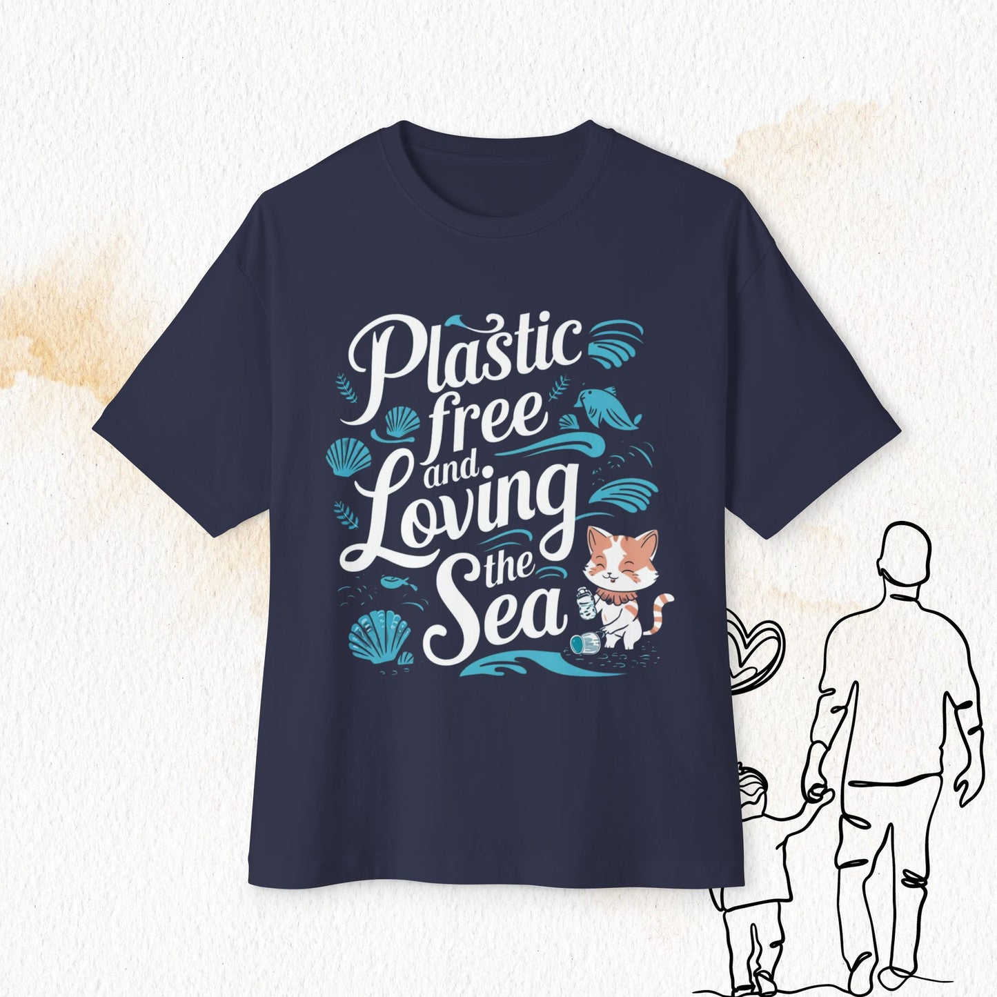Plastic Free Loving Ocean Unisex Oversized Boxy Tshirts