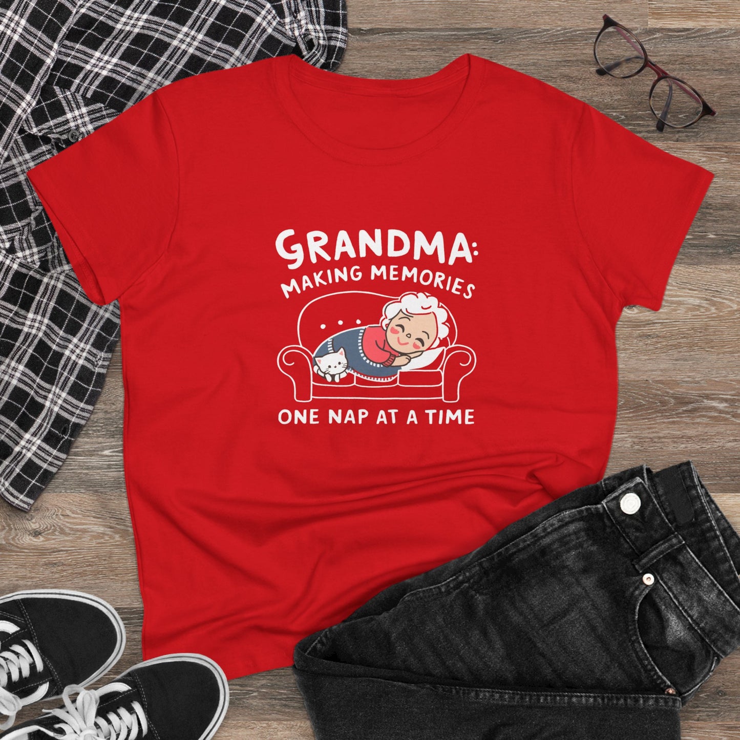 Grandma Making Memory One Nap A Time Women Cotton Tshirt