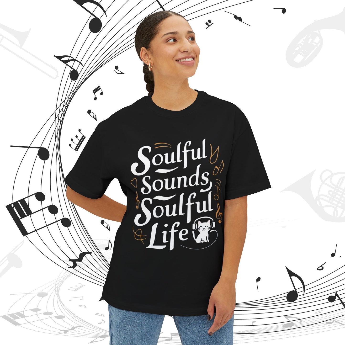 Soulful Sound Soulful Life Unisex Music Oversized Boxy Tee