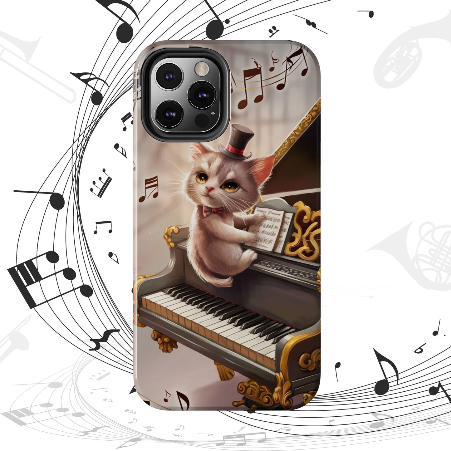 Meowsic Shield Wireless Charging Support Tough Case