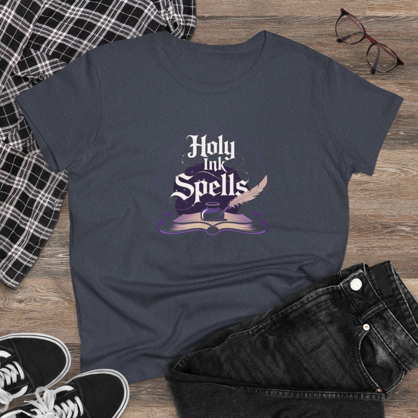 Holy Ink Spells Women Cotton Tshirt