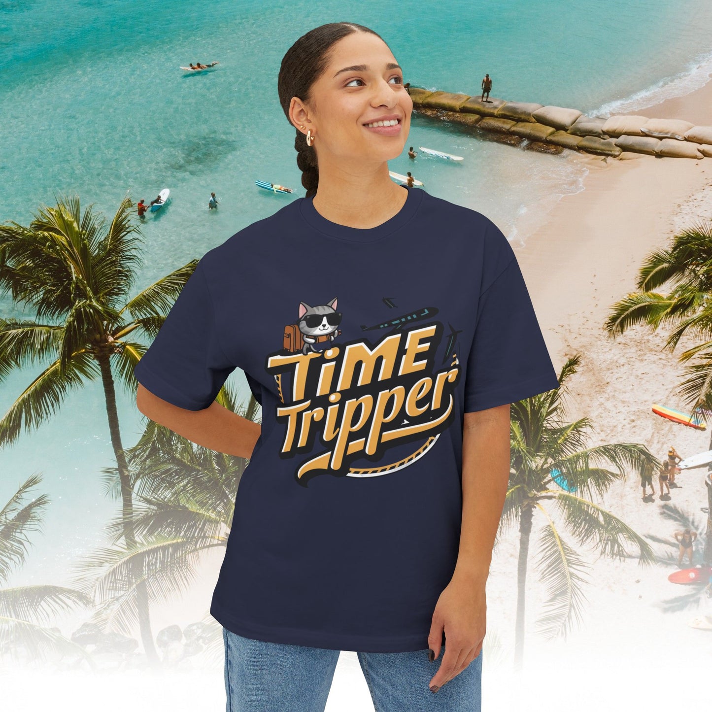 Time Tripper Unisex Travel Oversized Boxy Tee