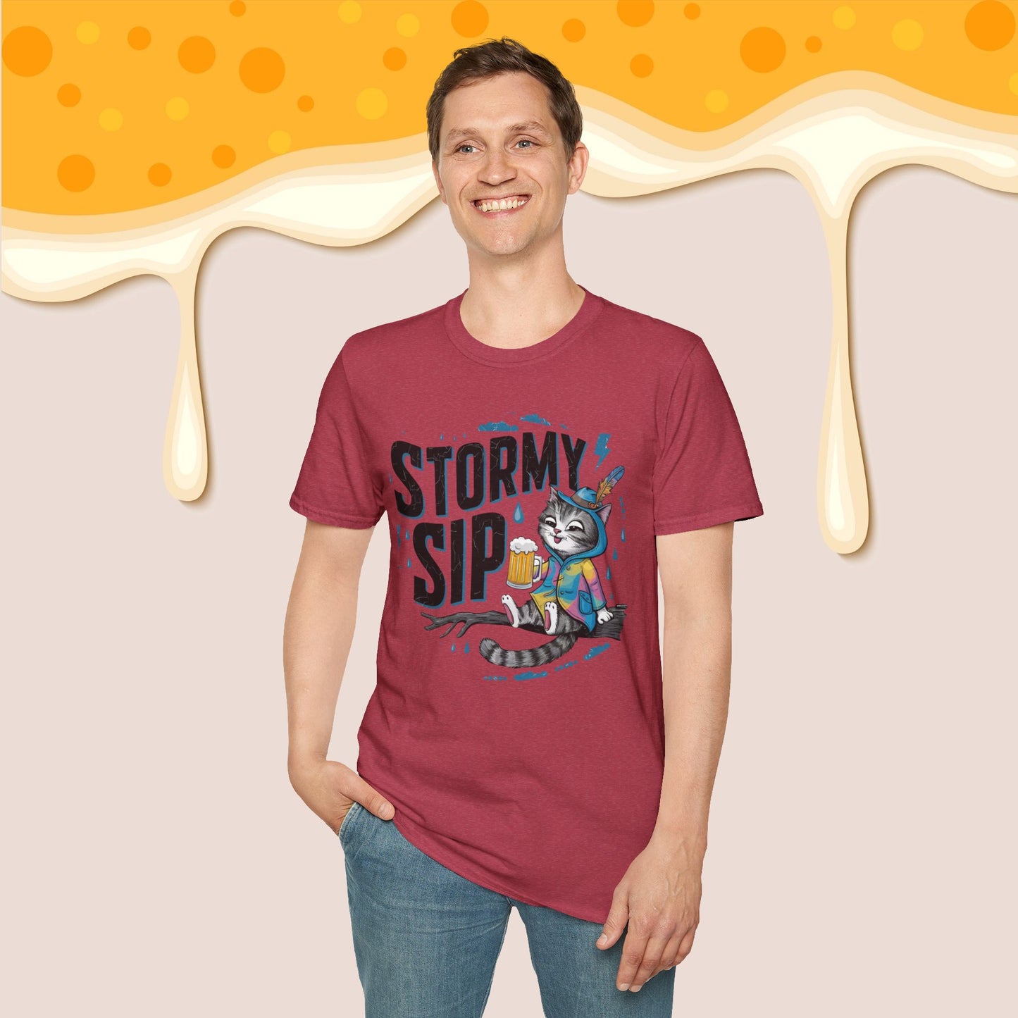 Stormy Sip Cotton Men Tshirt