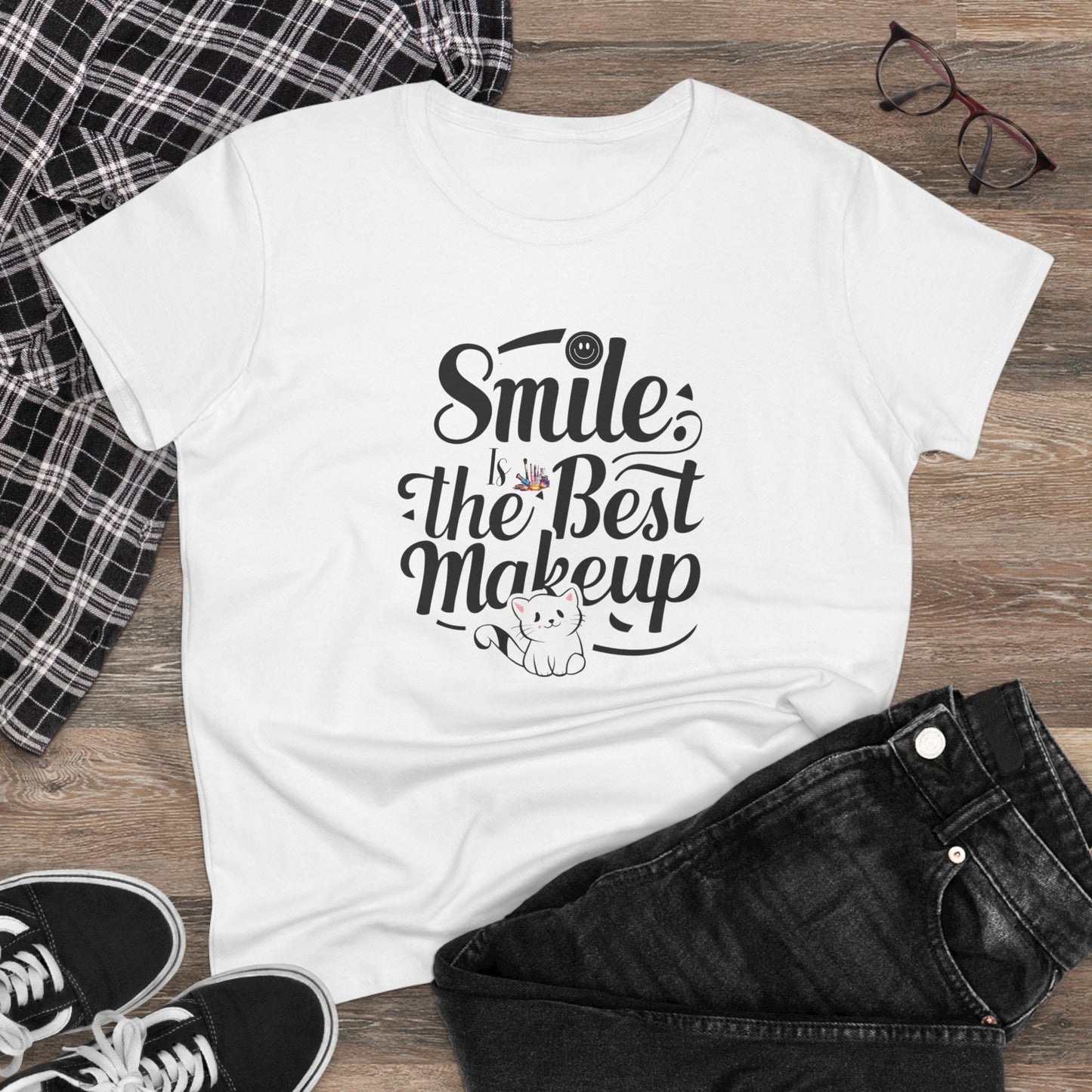 Smile Is The Best Makeup Women Cotton Tshirt