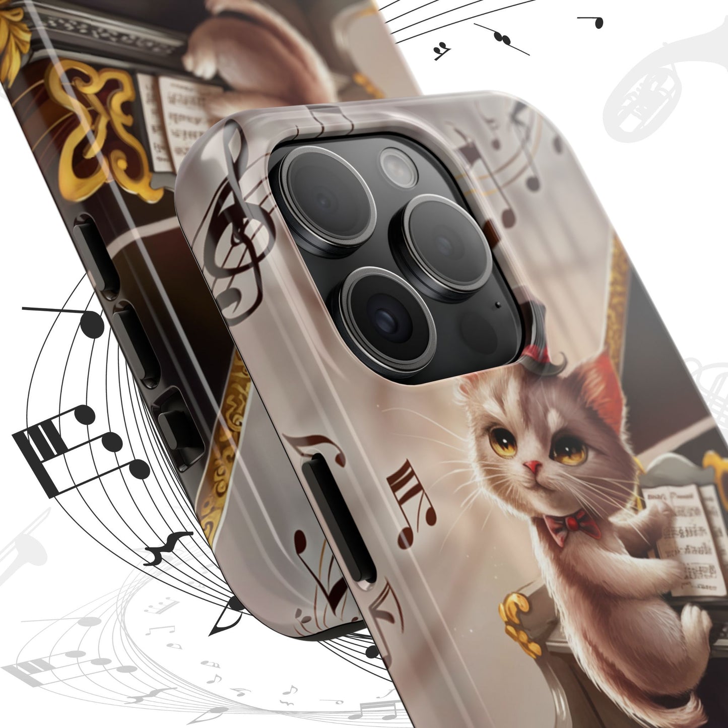 Meowsic Shield Wireless Charging Support Tough Case