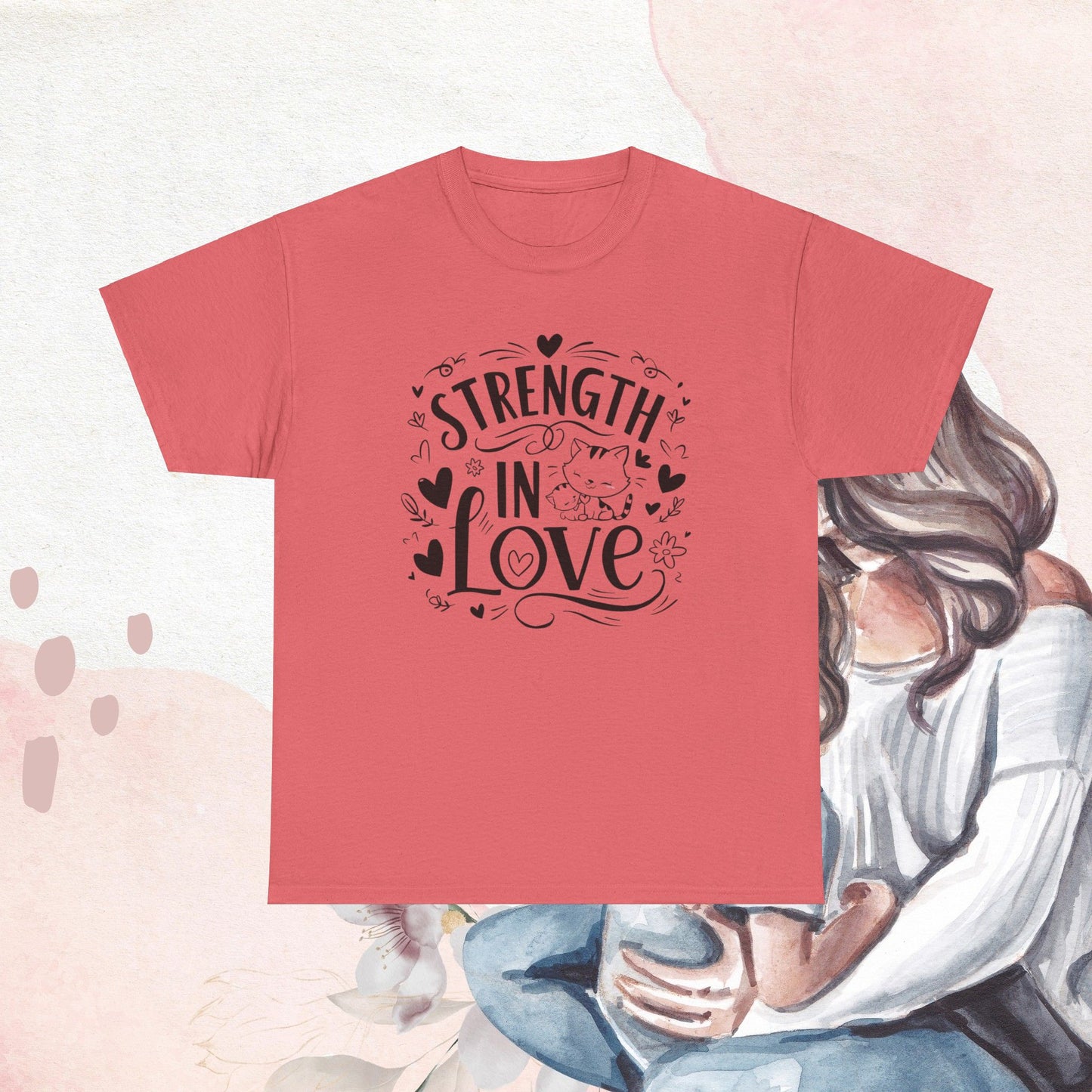 Strength In Love Cat Mom Cotton T-Shirt