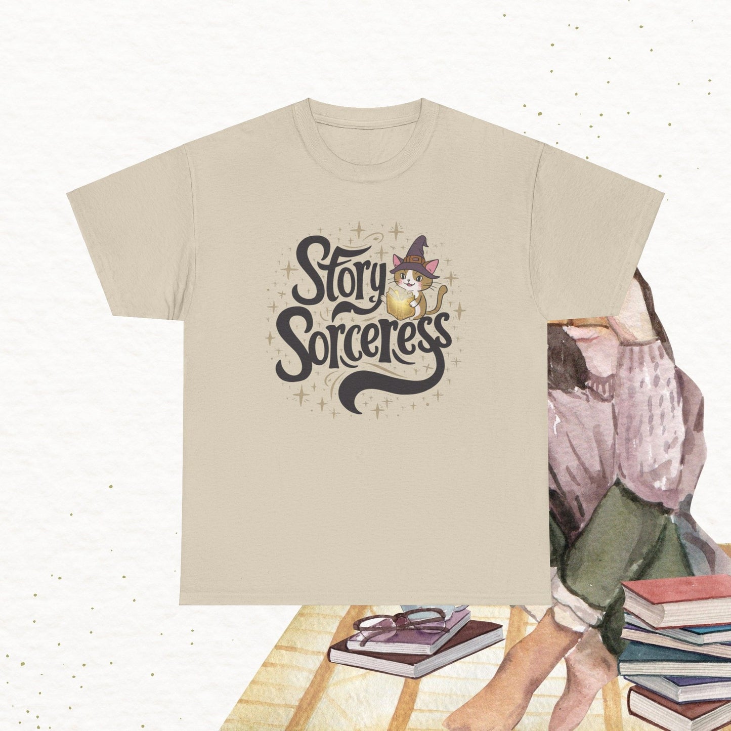 Book Lovers T-Shirt Story Sorcerer Cotton T-Shirt