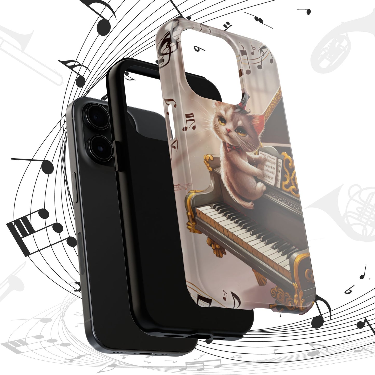 Meowsic Shield Wireless Charging Support Tough Case