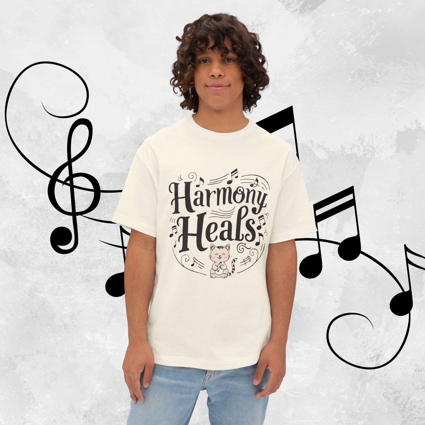 Harmony Heal Unisex Musiclover Oversized Boxy Tshirt