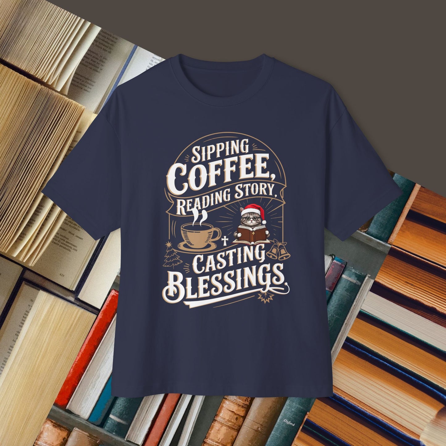 Sipping Coffee Reading Story Unisex Beerlover Oversized Boxy Tshirts