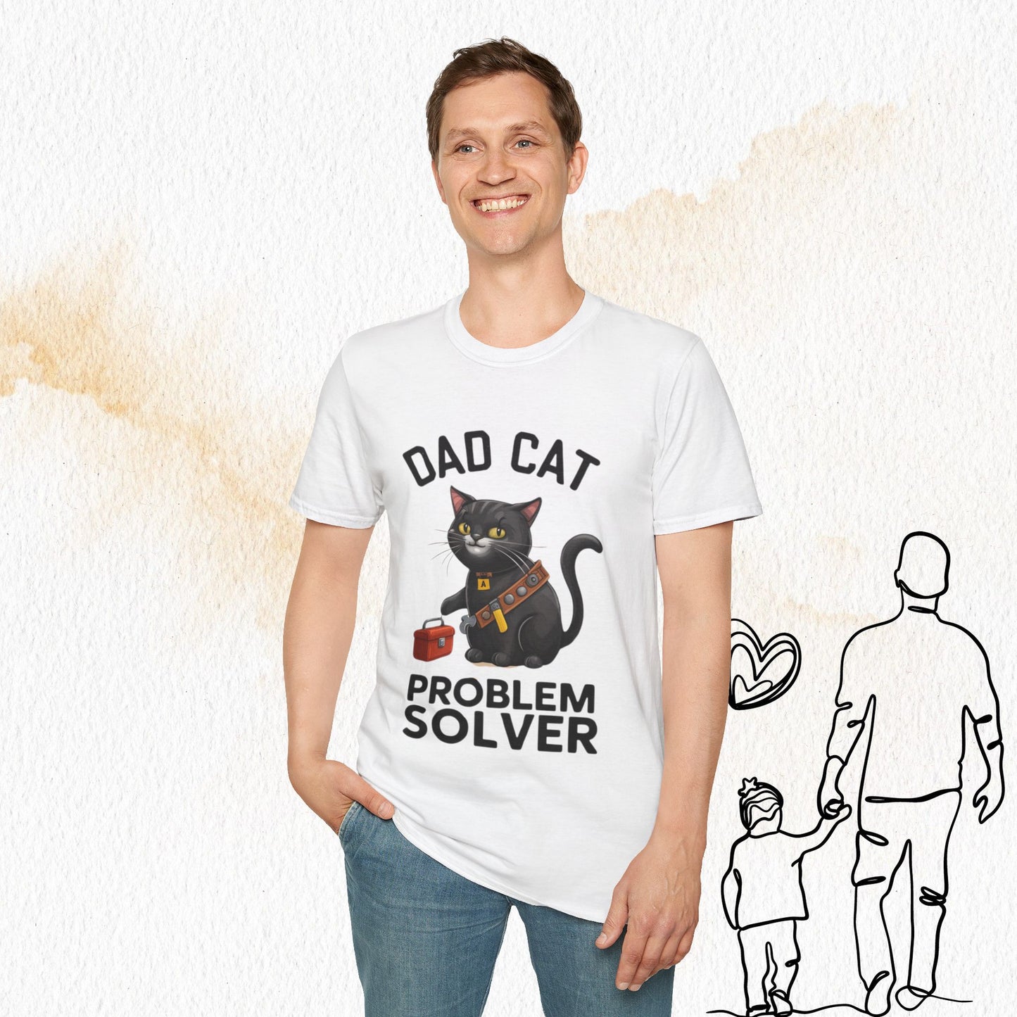 Dad Cat Problem Solver Cotton Men Tshirt