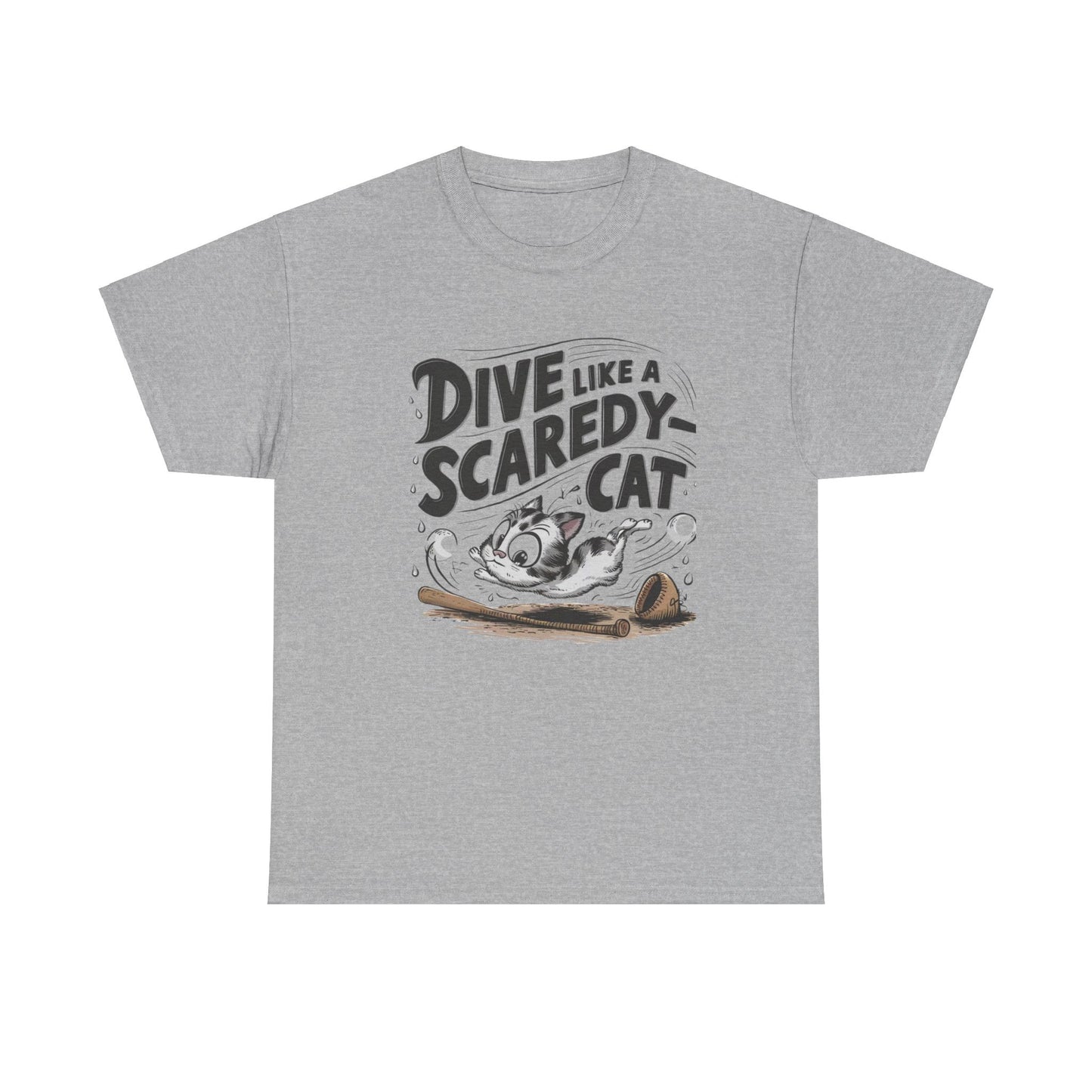 Dive Like Scaredy Cat Baseball Crew Neck T-Shirts