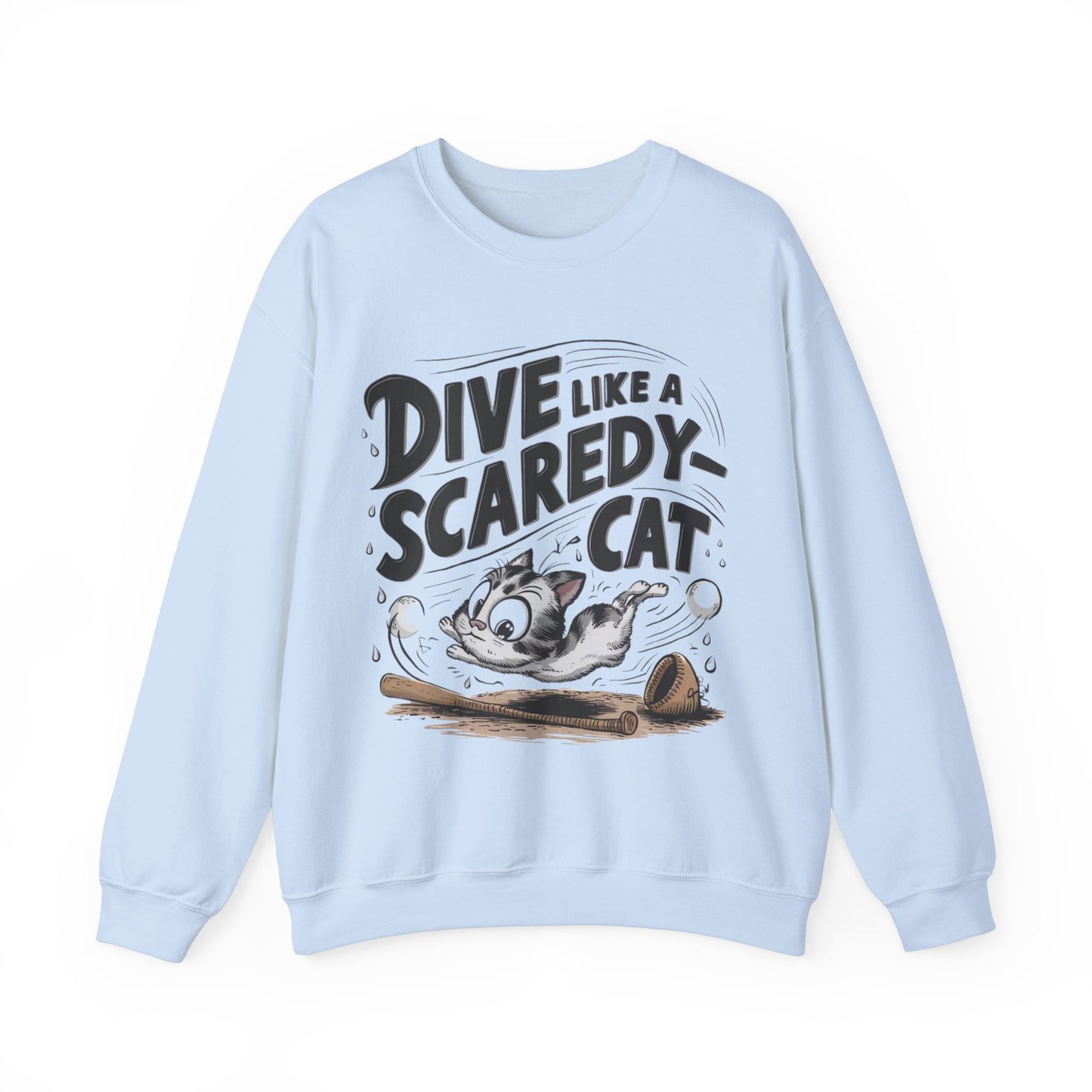 Dive Like Scaredy Cat Heavy Unisex Cotton Crewneck Sweatshirt