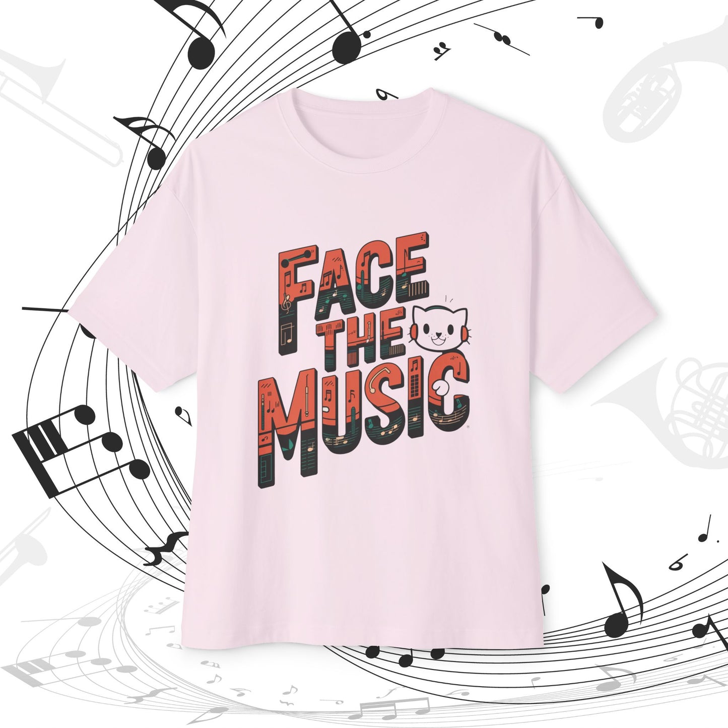 Face The Music Idiom Unisex Oversized Boxy Tshirt
