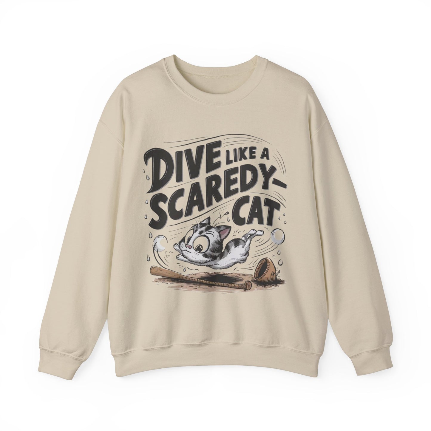 Dive Like Scaredy Cat Heavy Unisex Cotton Crewneck Sweatshirt