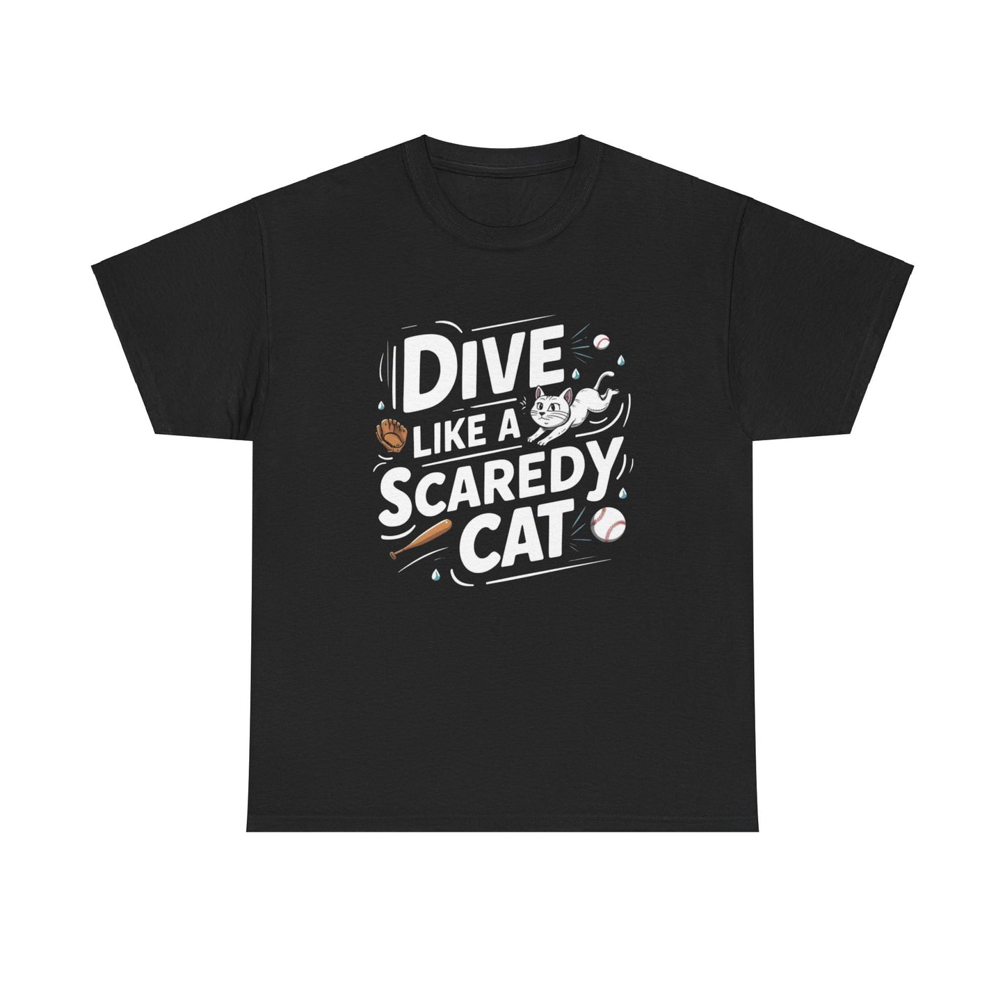 Dive Like Scaready Cat Baseball Crew Neck Tee